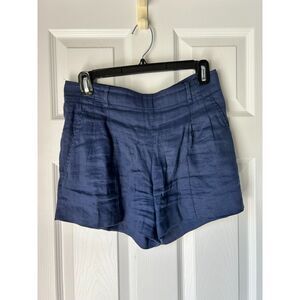Vince Linen Blend Pull On Shorts sz 2 navy blue